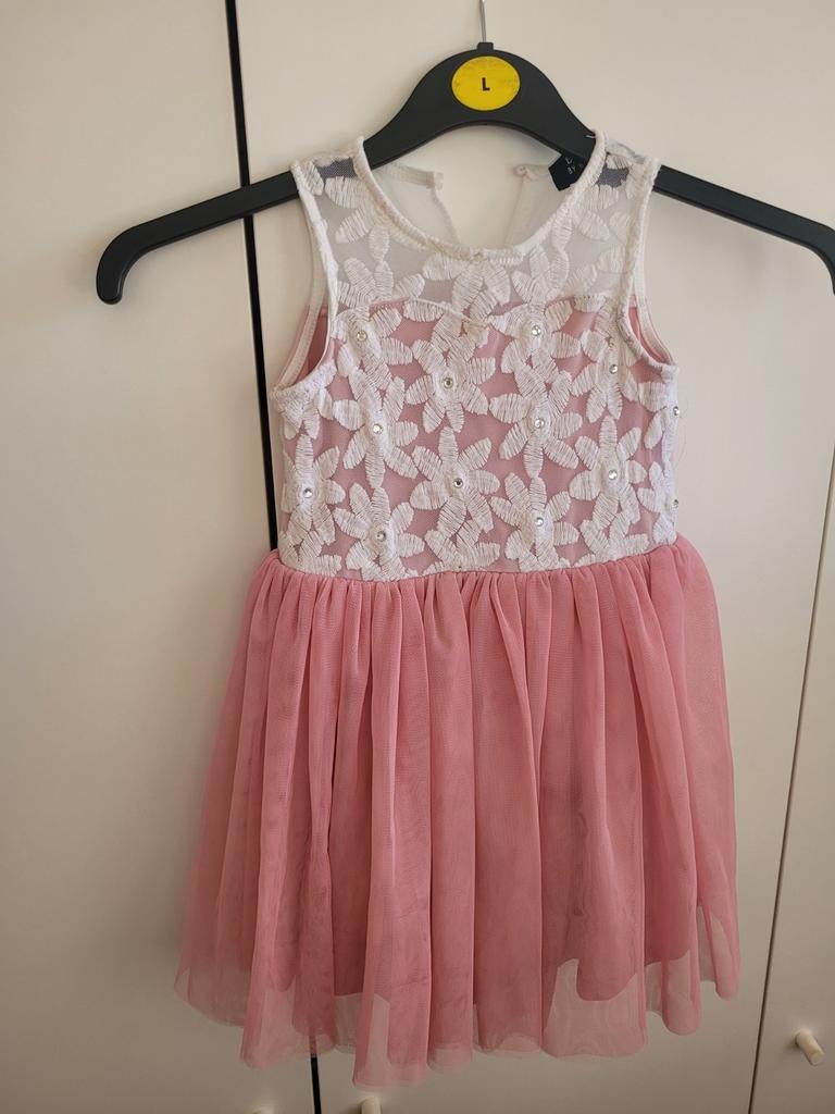 Schattige Roze Tule Jurk met Kant en Steentjes, Amy byer, Gebruikt, Meisje, Ophalen of Verzenden