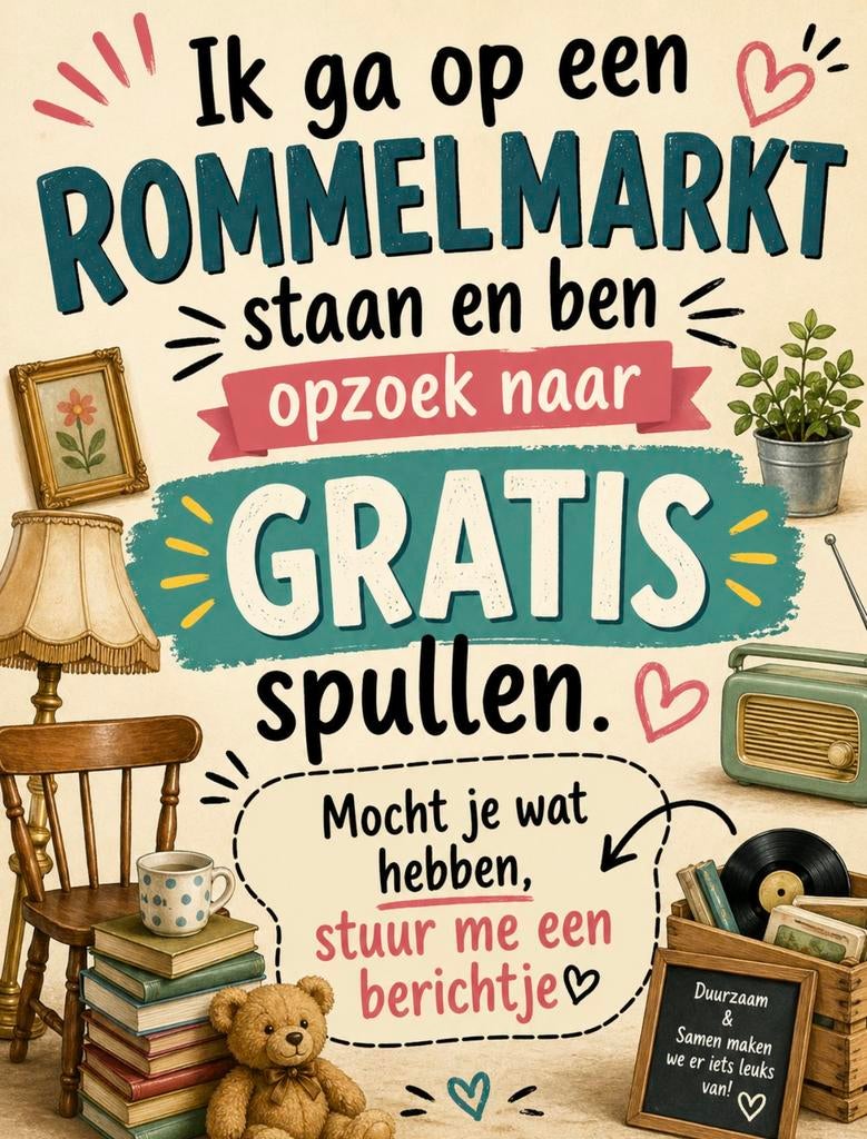 GRATIS SPULLEN GEZOCHT, Diversen, Rommelmarktspullen, Zo goed als nieuw, Ophalen