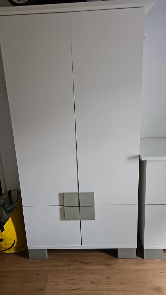 Witte kasten set: hoge kast en commode/lage kast, Ophalen, Gebruikt, 50 tot 100 cm, 150 tot 200 cm