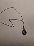 Zilveren ketting met hanger  amethist, Met hanger, Paars, Ophalen of Verzenden, Zo goed als nieuw