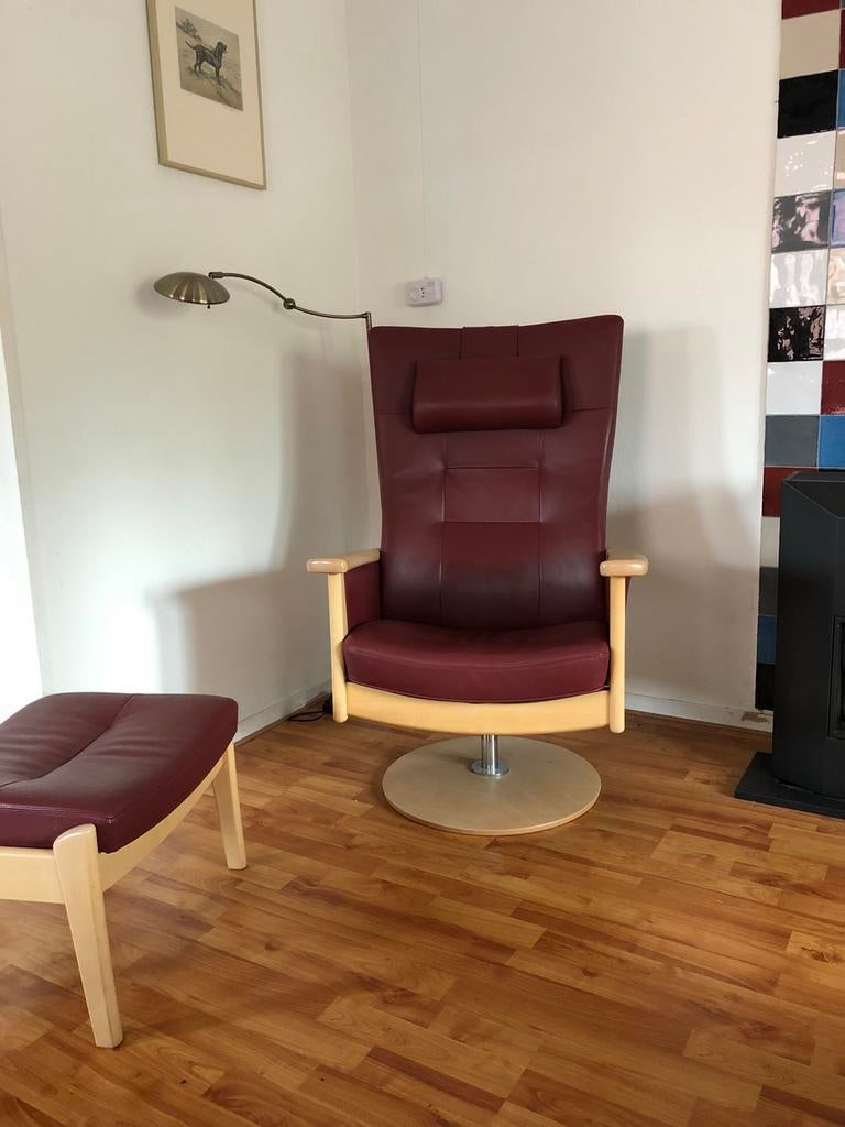 Farstrup, draaibare relax fauteuil, Ophalen, Gebruikt, 50 tot 75 cm, Leer