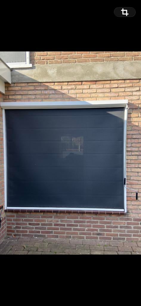 Zgan screens donkergrijs doek en witte bekasting, Ophalen, Zo goed als nieuw, Wit, 200 cm of meer