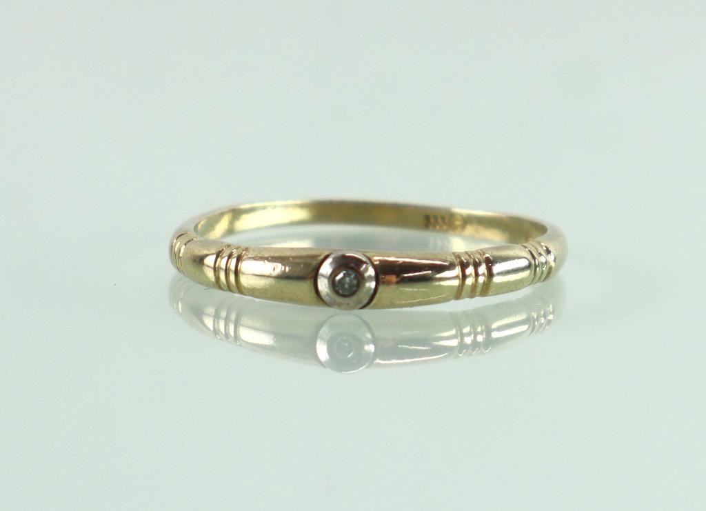 Vintage gouden ring met diamant, Sieraden, Tassen en Uiterlijk, Antieke sieraden, Ophalen of Verzenden, Goud, Ring, Met edelsteen