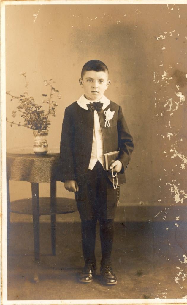 G205; Eerste Communie 10, x 15 cm, foto op Karton, Verzamelen, Gebruikt, Verzenden, Foto, Voor 1940