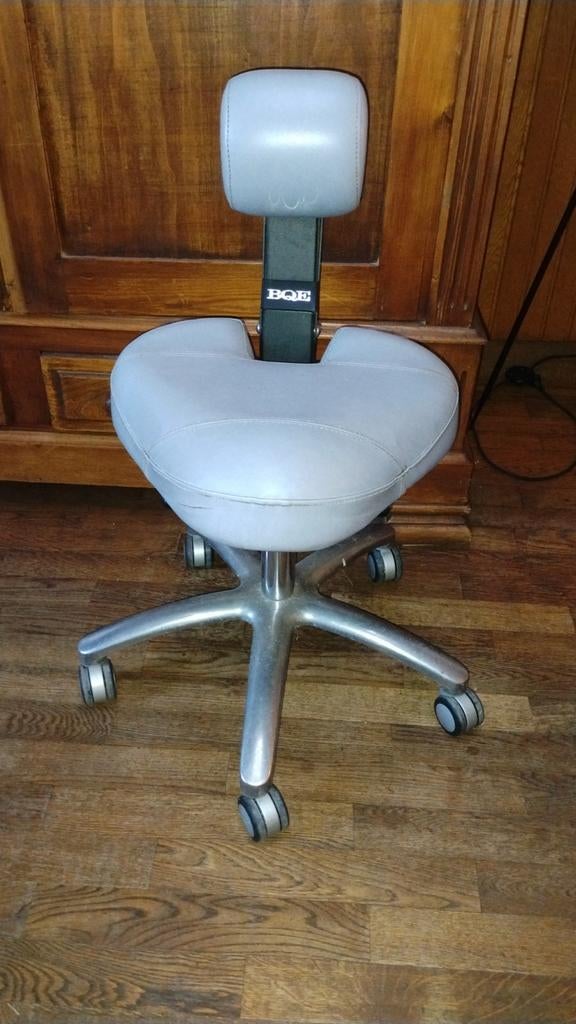 Ergonomische tandartsstoel - Zadelkruk met rugleuning, Ophalen, Gebruikt, Bureaukruk, Grijs