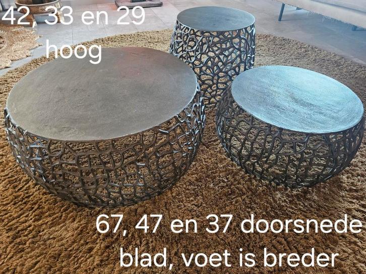 Salontafel set 3-delig - Metaal (nikkel/aluminium), Huis en Inrichting, Tafels | Salontafels, Zo goed als nieuw, Minder dan 50 cm