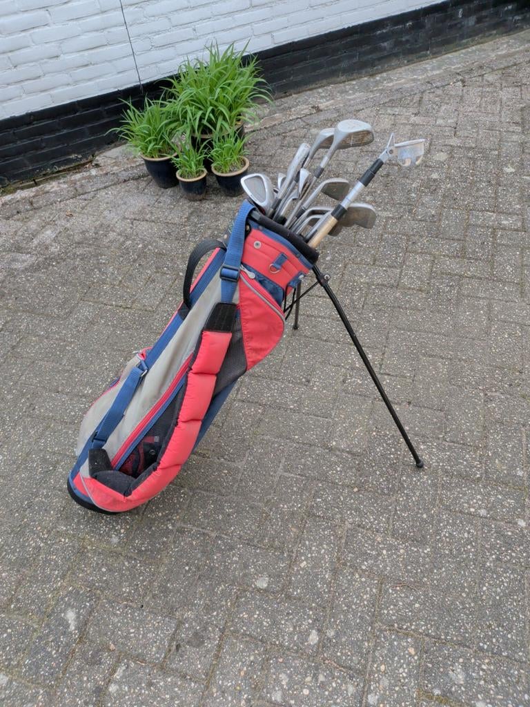 Set golfclubs met tas en golftrolley, Sport en Fitness, Golf, Ophalen of Verzenden, Gebruikt, Golfkar, Overige merken
