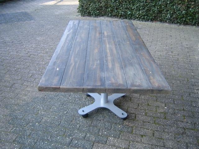 Tuintafel met poot op wielen, Ophalen of Verzenden, Rechthoekig, Hout