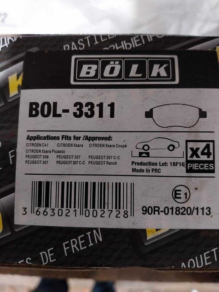 BÖLK BOL-3311 Remblokken voor Citroën en Peugeot, Auto-onderdelen, Remmen en Aandrijving, Citroën, Peugeot, Nieuw, Ophalen of Verzenden