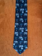 Hermès Vintage Zijden Stropdas met Olifantenprint, Ophalen of Verzenden, Gedragen, Blauw, Met patroon