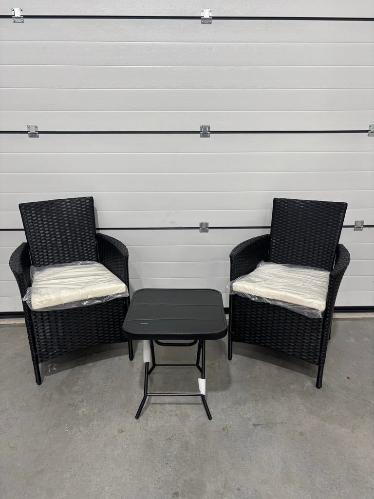 3-delige tuinset met twee stoelen en een tafel, Tuin en Terras, Tuinsets en Loungesets, Bijzettafel, Nieuw, Wicker, Tuinset