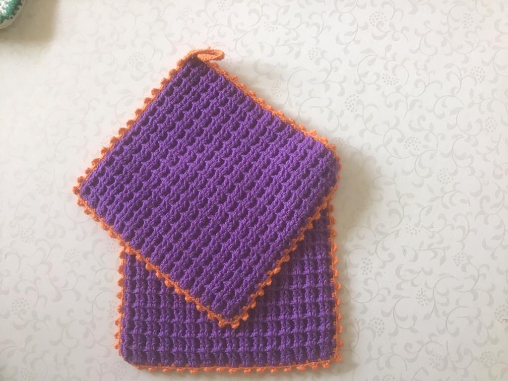 Gehaakte pannenlappen, Ophalen of Verzenden, Zo goed als nieuw, Haken, Overige typen