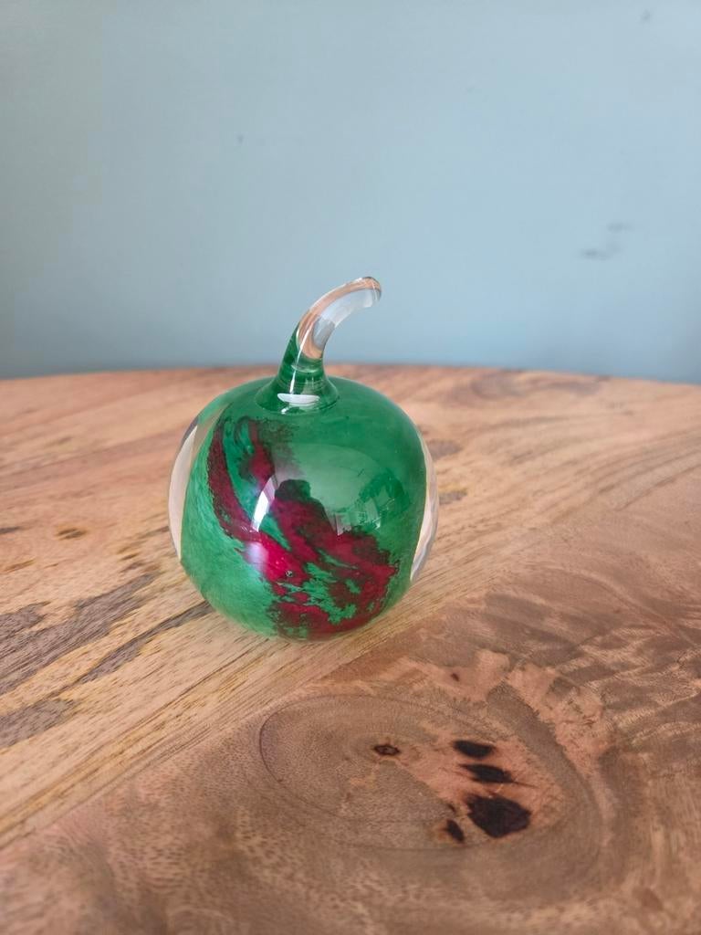 Glazen appel groen met rood - decoratief object, Antiek en Kunst, Ophalen of Verzenden