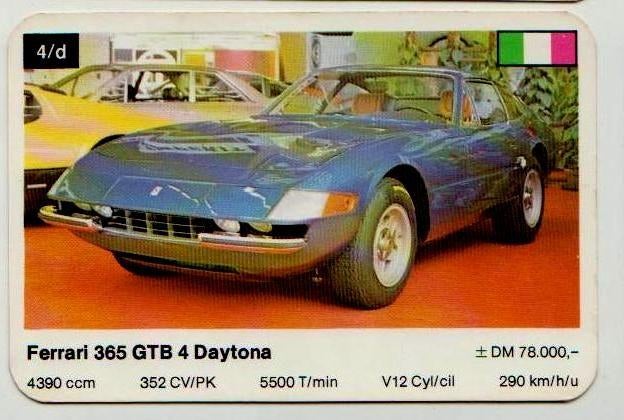 Kw426 autokaartje 4D -- ferrari 365 gbt 4 daytona, Ophalen of Verzenden, Zo goed als nieuw, Auto's