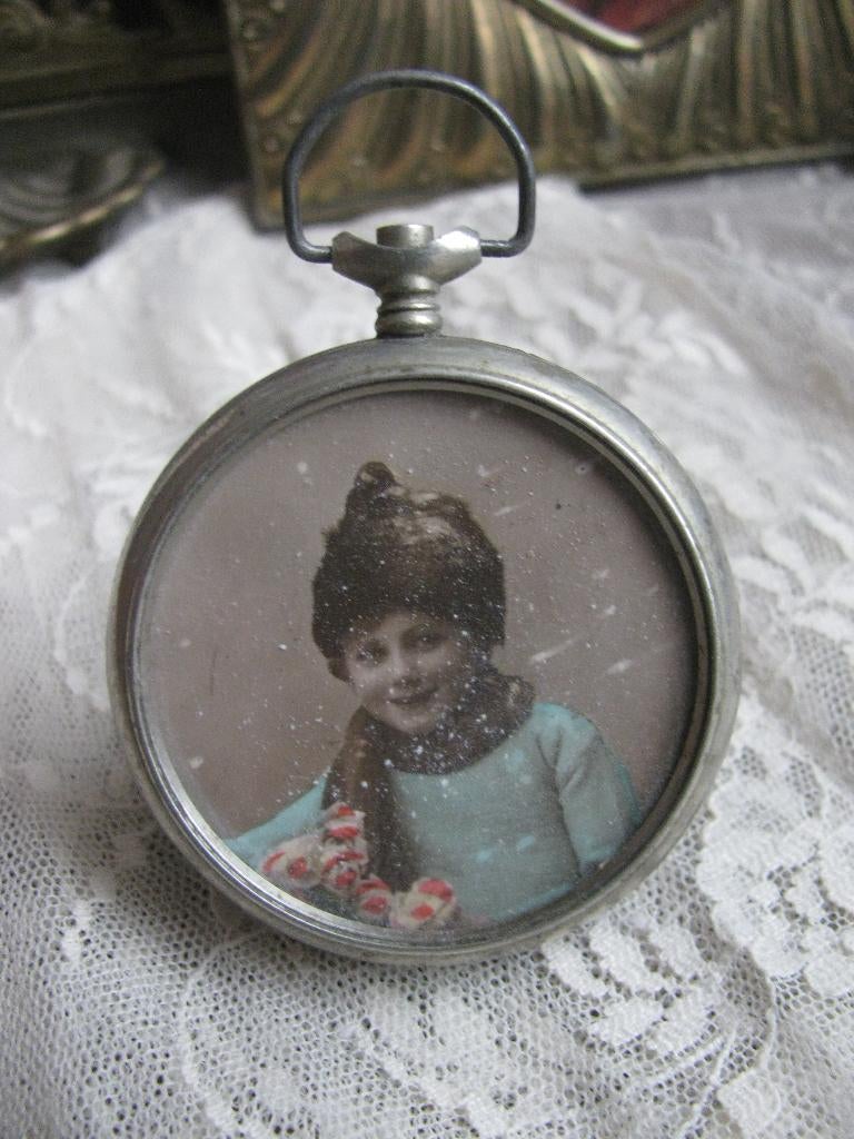 Antieke Zakhorloge Kast met Afbeelding / Remontoire Cylindre, Verzenden