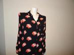 Ganni schattige blouse zwart in rood wit bloemen print M, Maat 38/40 (M), Verzenden, Zwart, Ganni