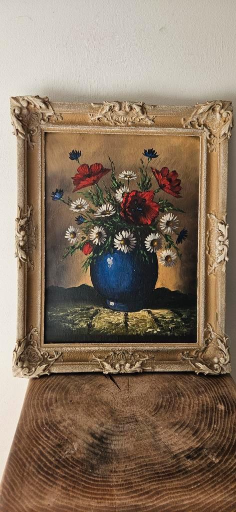 Vintage bloemenstilleven olieverfschilderij W.L. Range, Antiek en Kunst, Kunst | Schilderijen | Klassiek, Ophalen