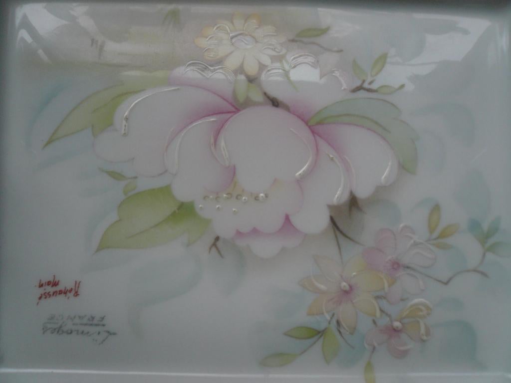 Sierlijk asbakje waterlelie lotusbloem wit goud roze groen, Antiek en Kunst, Ophalen of Verzenden