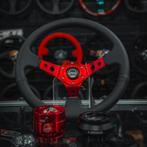 NRG Sportstuur leder 350mm rood + quick release stuurnaaf