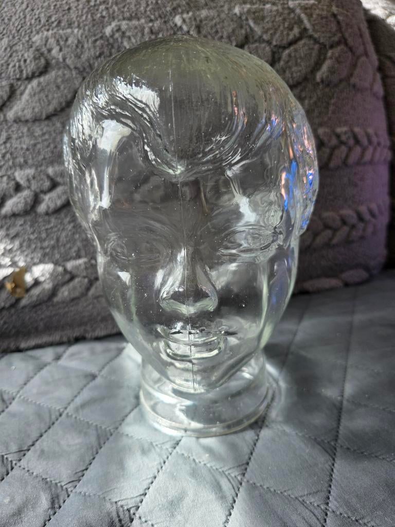 Glazen hoofd, Antiek en Kunst, Antiek | Glas en Kristal, Ophalen of Verzenden