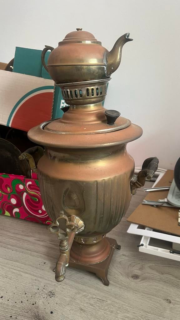 Koperen Samovar met theepot, Antiek en Kunst, Antiek | Koper en Brons, Ophalen of Verzenden, Koper