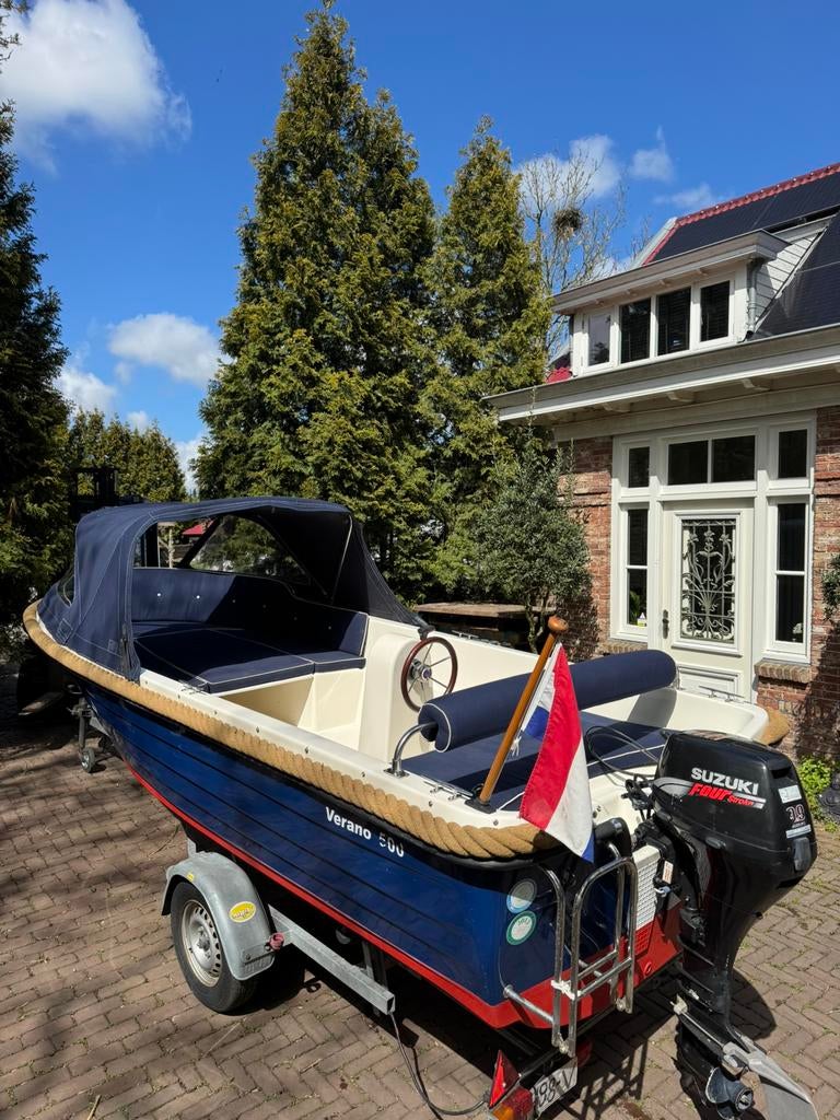 Verano 500 + 9,9pk Suzuki *ZEER NETJES* Luxe kussens Buiskap, Watersport en Boten, Sloepen, Tot 10 pk, Ophalen of Verzenden, Zo goed als nieuw