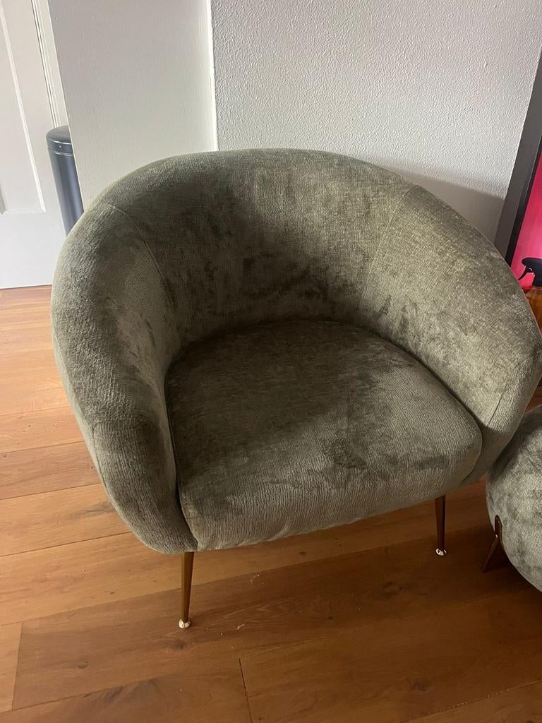 Fauteuil en poef van Leenbakker, Gebruikt, 75 tot 100 cm, Ophalen of Verzenden, 75 tot 100 cm