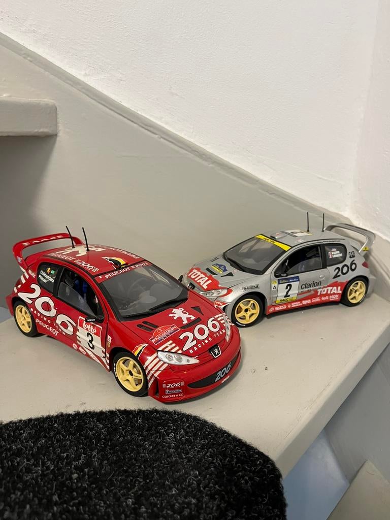 2x Solido Peugeot 206 Rally WRC Total, Hobby en Vrije tijd, Modelauto's | 1:18, Ophalen, Gebruikt, Auto, Solido