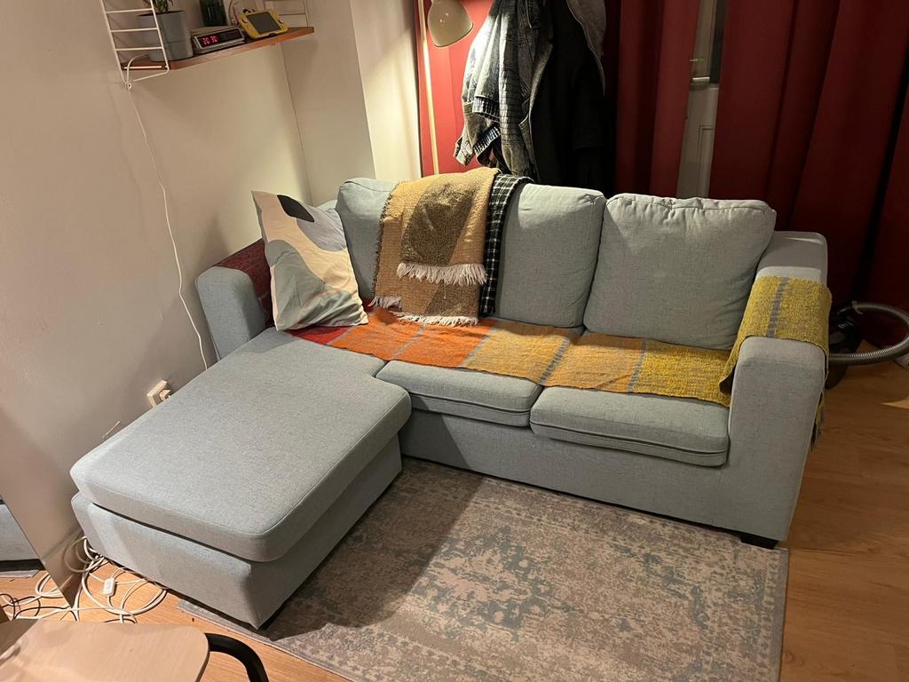 hoekbank pastel, Huis en Inrichting, Gebruikt, 100 tot 125 cm, Hoekbank, Driepersoons