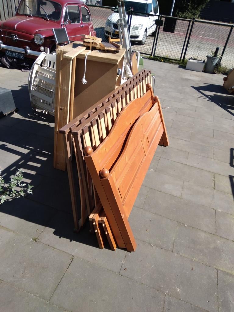 Tweepersoons grenen bed 160x200 cm met nachtkastjes., Ophalen, Gebruikt, Tweepersoons, 200 cm