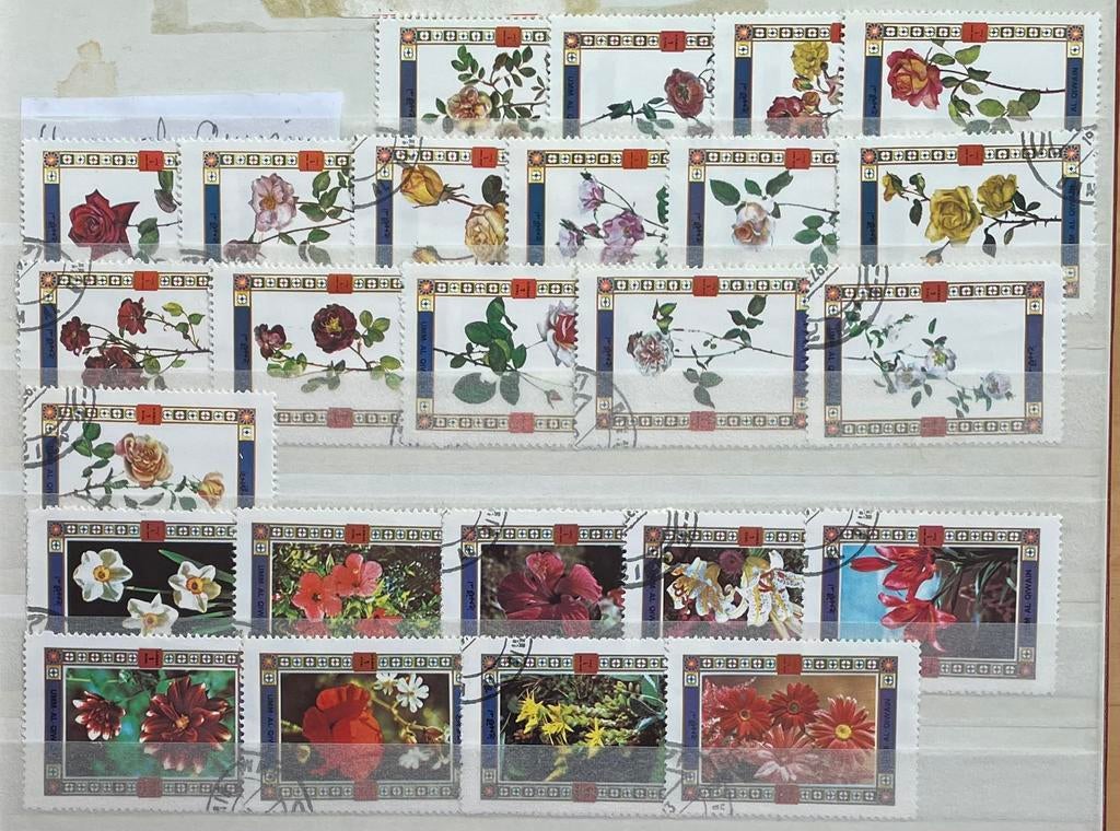 Kaveltje postzegels Umm Al Quwain; bloemen, Ophalen of Verzenden, Gestempeld, Dier of Natuur