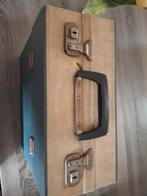 Vintage  lp Koffer - Blauw/Beige met Sleutels merk bevon, Overige materialen, Gebruikt, 50 tot 60 cm, Slot