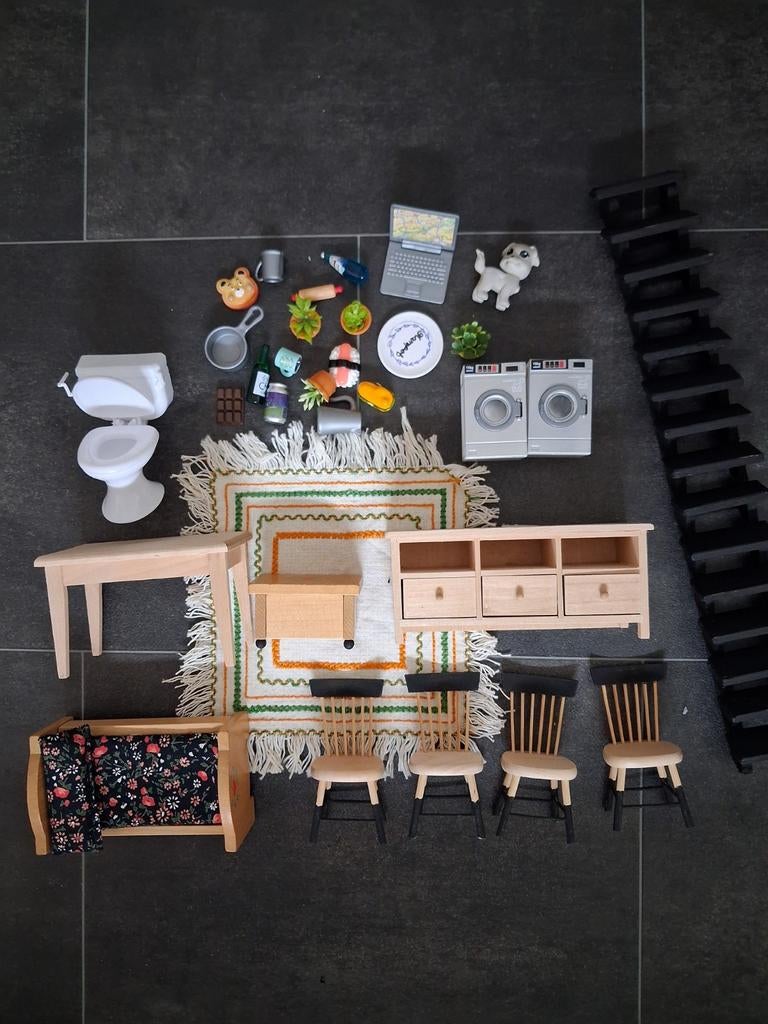 Poppenhuis set met meubels en accessoires, Ophalen of Verzenden, Gebruikt, Poppenhuis
