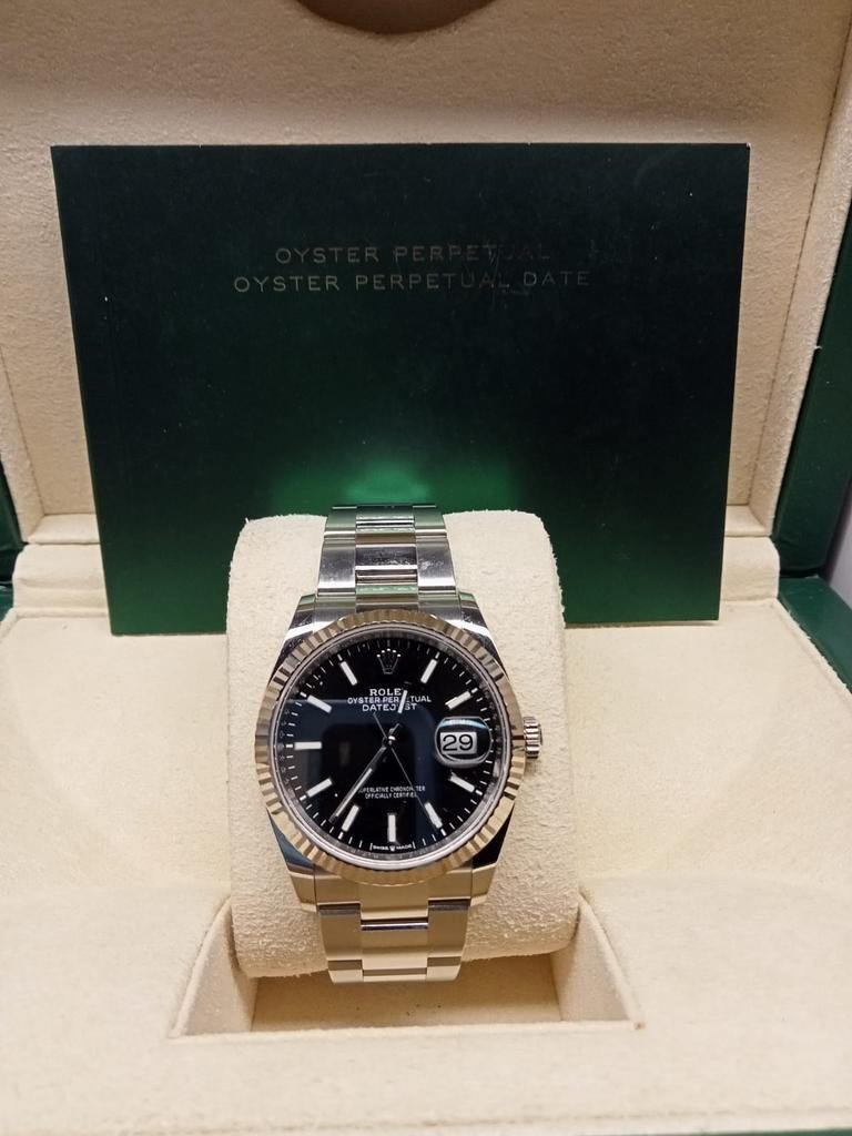 Rolex Datejust 126234 36mm Zwarte Wijzerplaat, Ophalen, Zo goed als nieuw, IOS