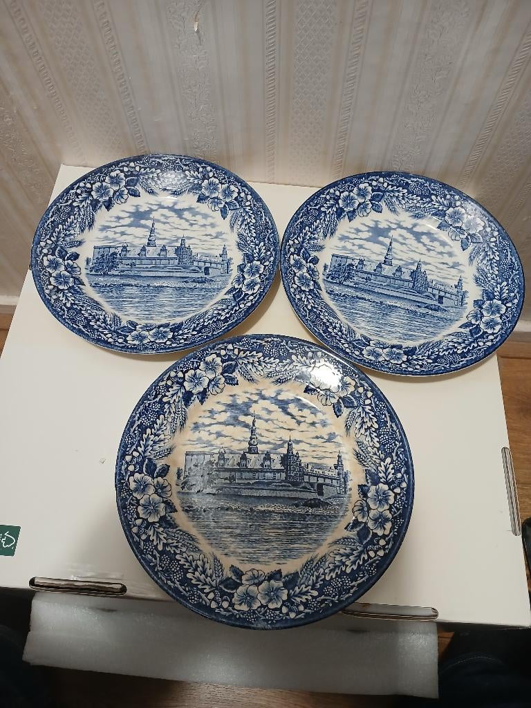 Vintage Blauwe ontbijtborden Rosenborg flot- Set van 3, Ophalen of Verzenden