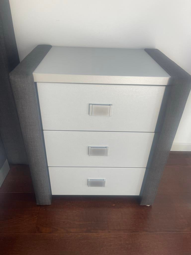Complete Slaapkamer Set: Bed, Nachtkastje & Opbergbank, Ophalen, Zo goed als nieuw, 65 cm of meer, 70 cm of meer