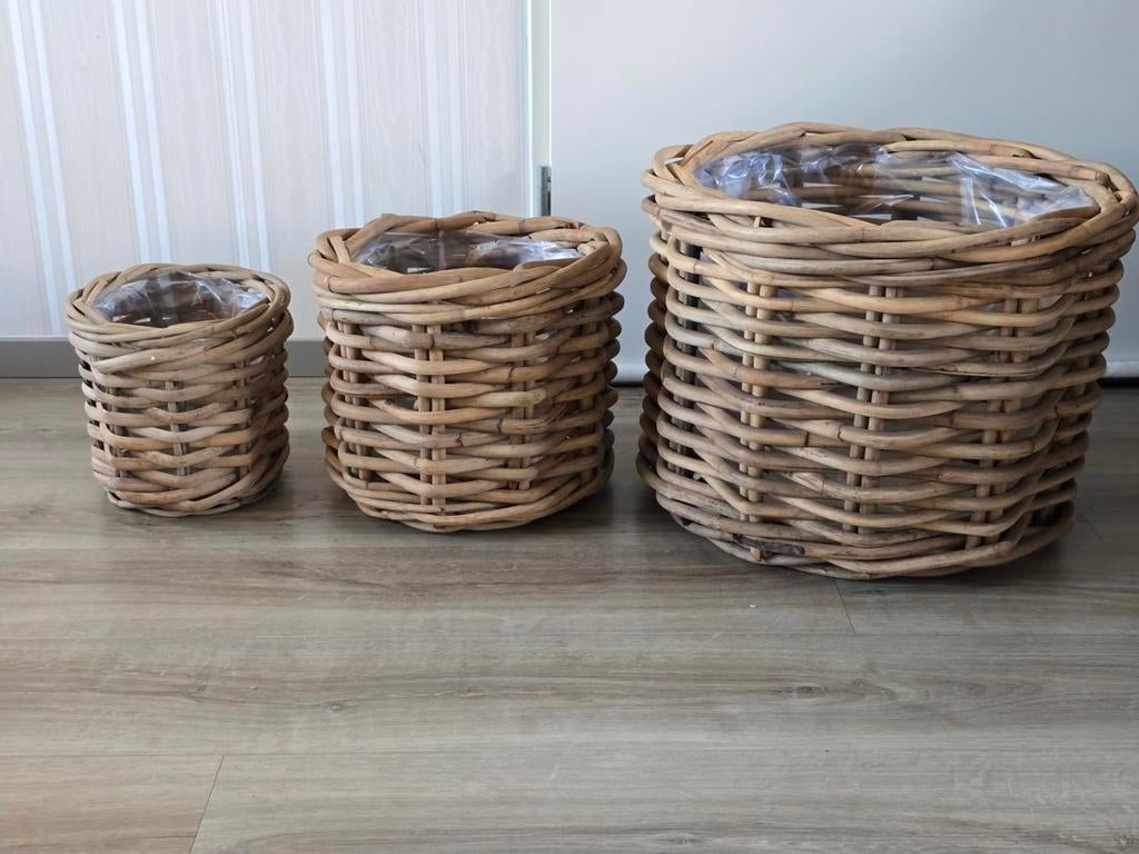 Set rieten manden, Ophalen, Nieuw, Rond, Riet