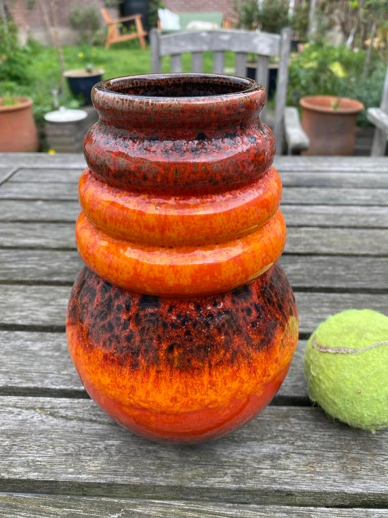 Vintage West Germany Scheurich vaas 269-18, oranje/bruin, Ophalen of Verzenden