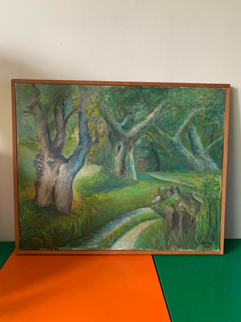 Impressionistisch olieverfschilderij 1967, Ophalen of Verzenden