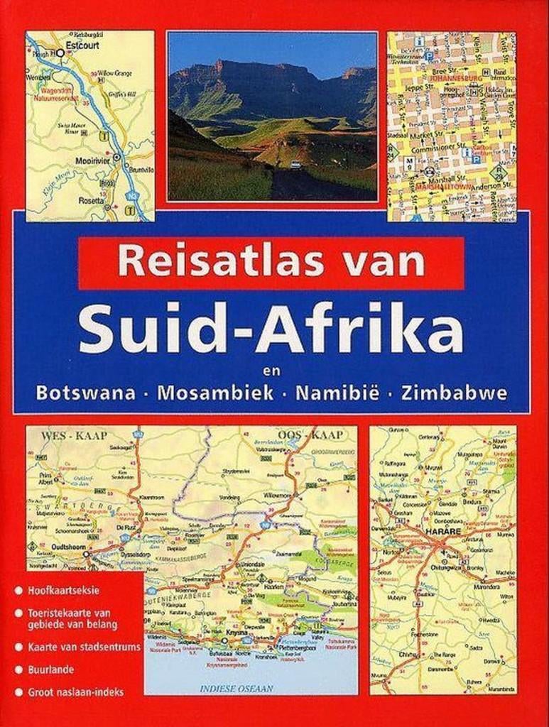 Reisatlas van Suid-Afrika en BotswanaMosambiekNamibiëZimbabw, Boeken, Atlassen en Landkaarten, Ophalen of Verzenden, 1800 tot 2000