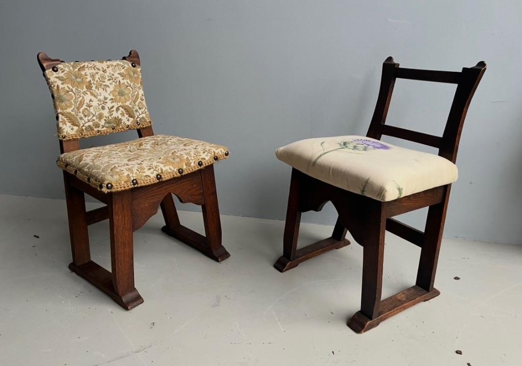 Stoelen art deco jaren 30 eiken design, Ophalen, Gebruikt, Bruin, Metaal