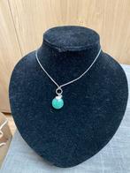 Marco polo hanger zilver met amazoniet aan leren veter, Ophalen of Verzenden, Zilver