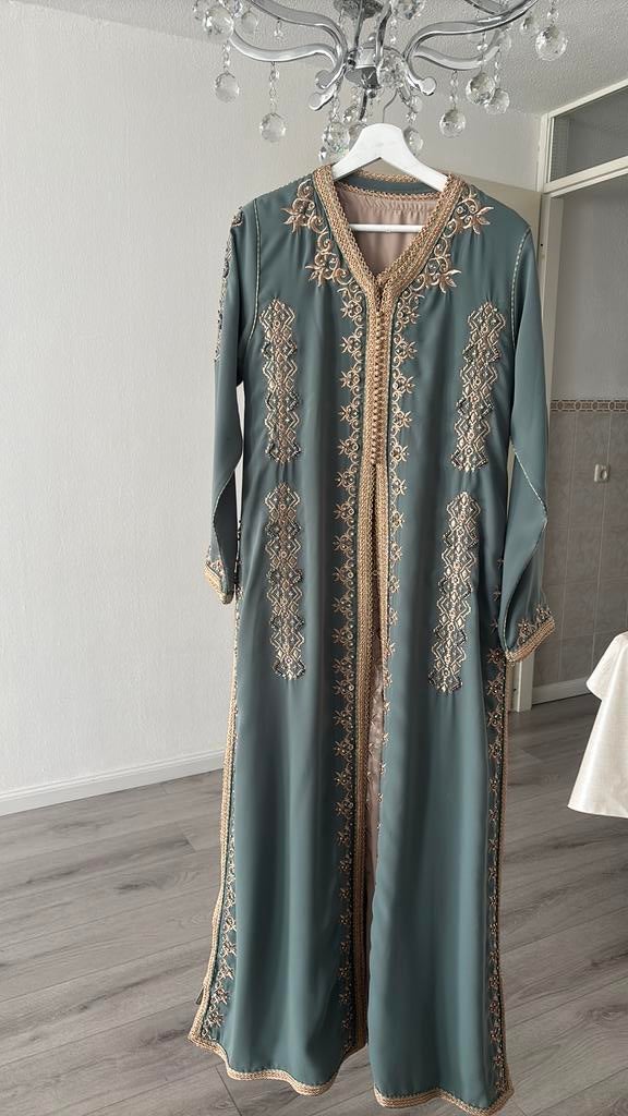 Groene takshita Marokkaanse jurk caftan kaftan, Maat 38/40 (M), Overige typen, Ophalen of Verzenden, Zo goed als nieuw