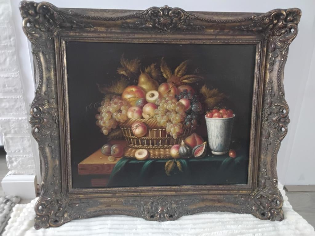 Schilderij bloemen stilleven op linnen ., Ophalen