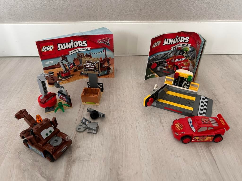 Lego Juniors Cars 10730 en 10733, Gebruikt, Overige thema's, Lego, Ophalen of Verzenden