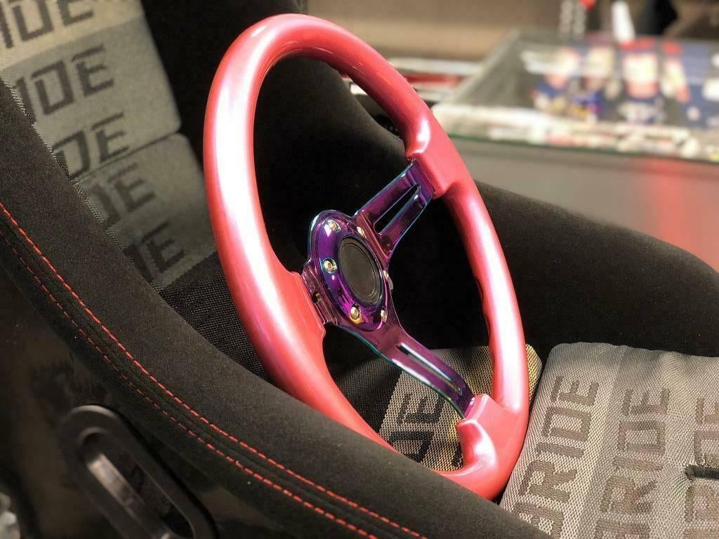 JapPower/PowerParts Racestuur sportstuur neochrome roze, Auto diversen, Ophalen of Verzenden