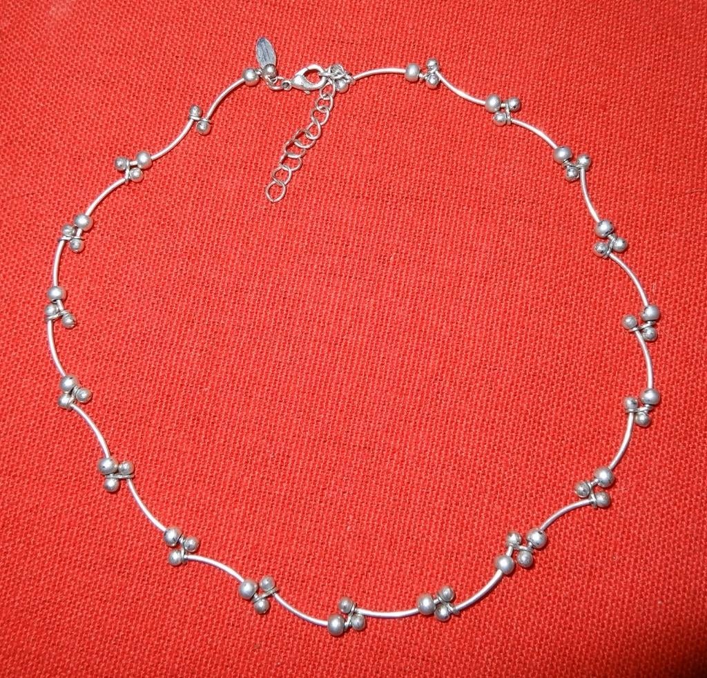 Nieuw van Malta: choker ketting bollen staafjes zilver, Sieraden, Tassen en Uiterlijk, Kettingen, Overige materialen, Verstelbaar