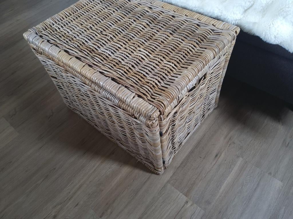 Grote rotan / rieten mand met deksel, Huis en Inrichting, Woonaccessoires | Kisten, Ophalen, 50 tot 100 cm, 50 tot 75 cm, 50 tot 75 cm