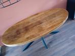 Ovale mango houten eettafel met kruispoot, Huis en Inrichting, Tafels | Eettafels, 100 tot 150 cm, 200 cm of meer, Zo goed als nieuw