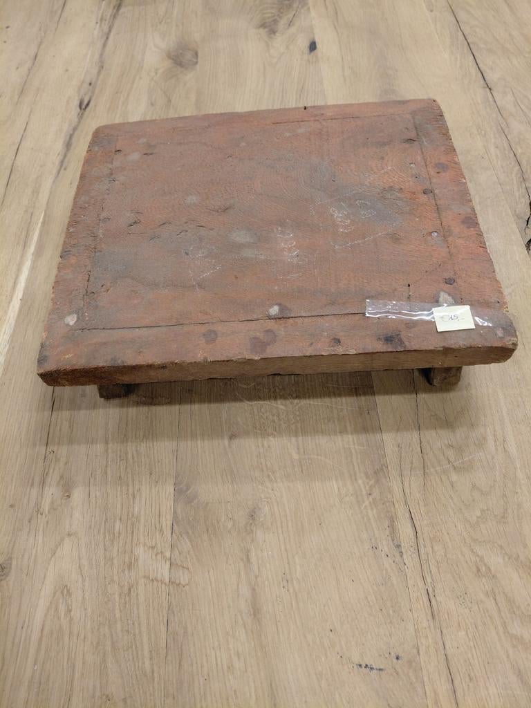 Vintage Indiase houten bajot - terra kleurig (35x30 cm), Ophalen of Verzenden